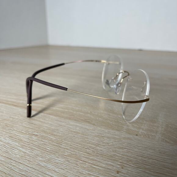 Silhouette Eyeglasses Brown Gold Rimless Round READ New With Imperfection 48-20 - Picture 8 of 8
